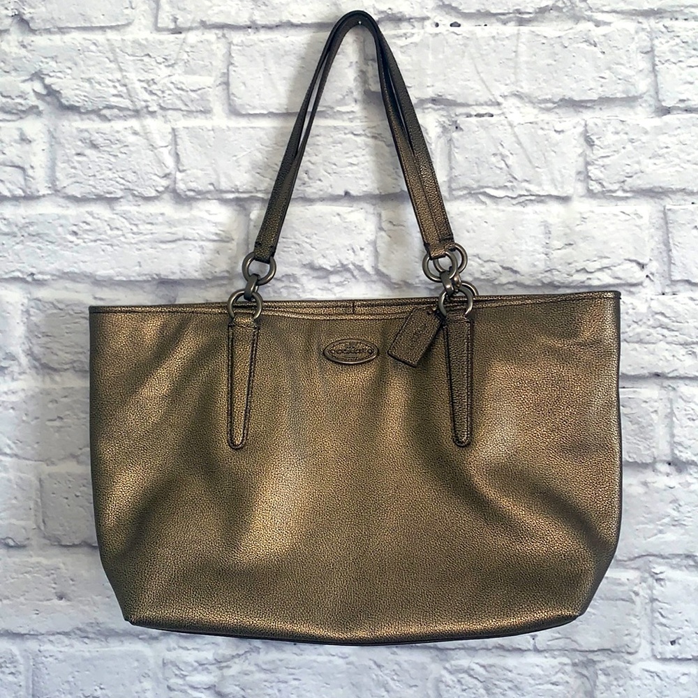 Coach Gold Bronze Metallic Tote Bag